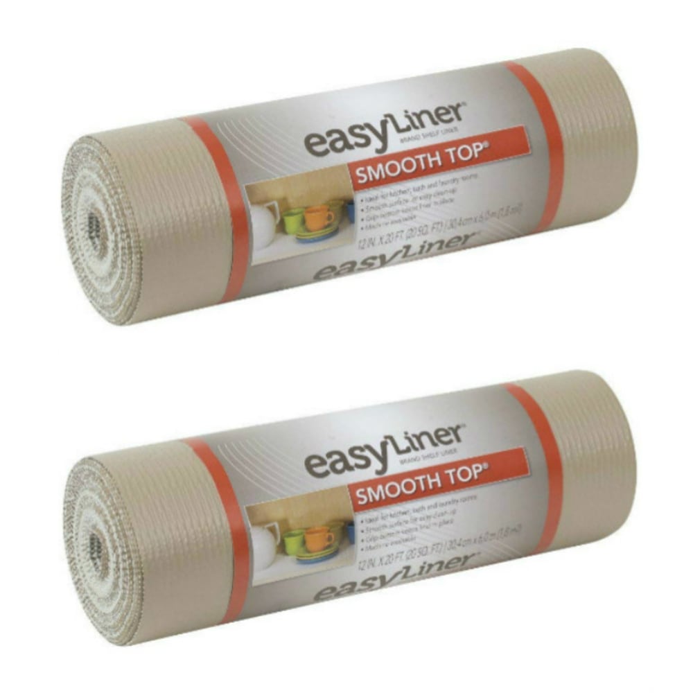 Duck Brand 854357 Smooth Top EasyLiner Non-Adhesive Shelf And Drawer Liner, 12in x 20ft, Taupe, Pack Of 2 Rolls