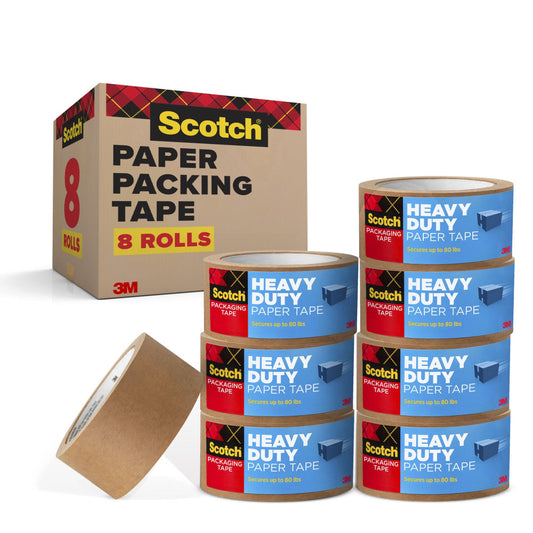 Scotch Box Lock Packaging Tape Refill - 25 yd Length x 1.88in Width - Brown - 8 / Carton