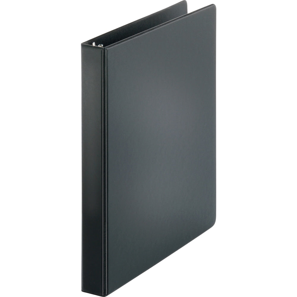 Business Source Basic 3-Ring Binder, 1in Round Rings, Black, 09976