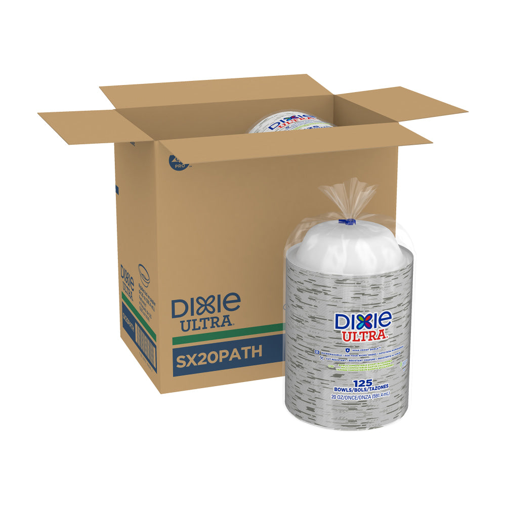Dixie Ultra 20 oz Heavy-Weight Paper Bowls, Pathways Design, 500 Count (125 Bowls per Pack, 4 Packs per Case)