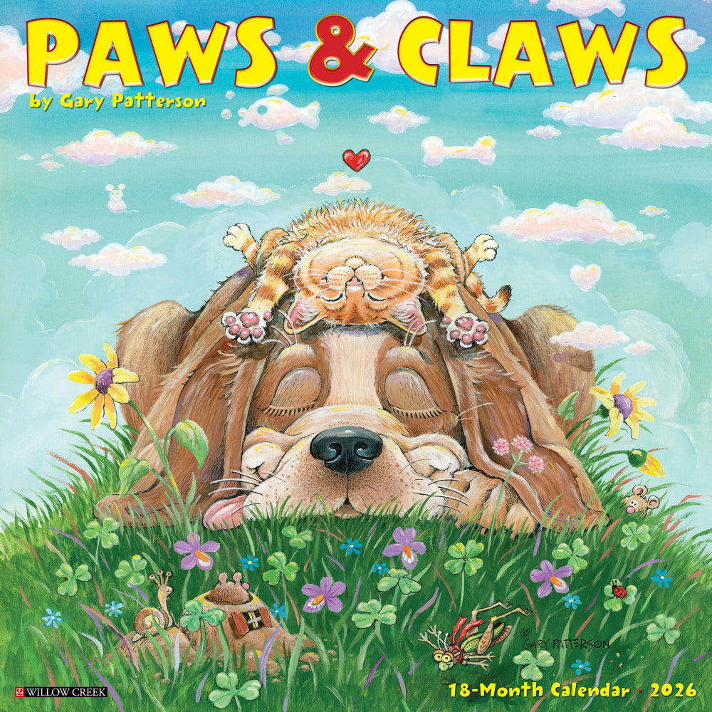 2026 Willow Creek Press Humor & Comics Monthly Wall Calendar, 12in x 12in, Paws & Claws by Gary Patterson, January To December, 52341