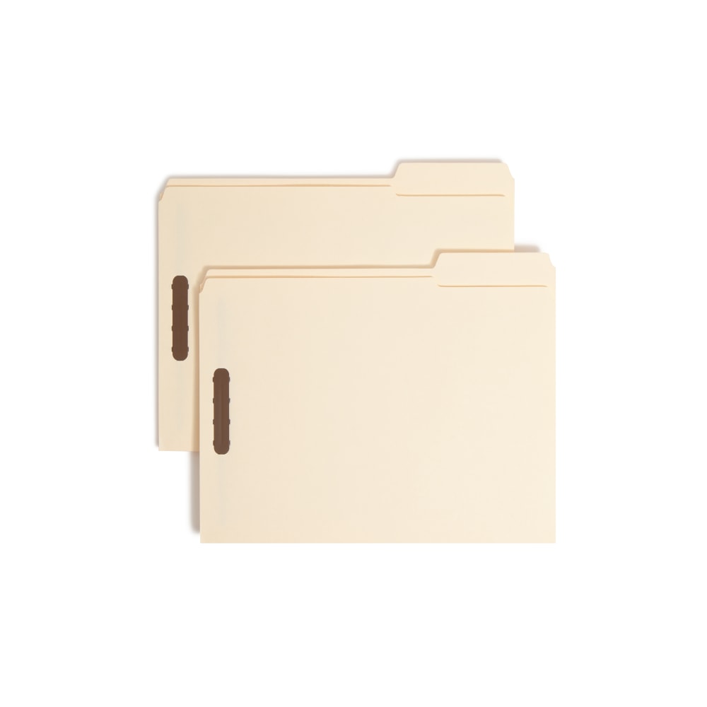 Smead Top-Tab Fastener Folders With Tab, Letter Size, 2/5 Cut, Manila, Box Of 50