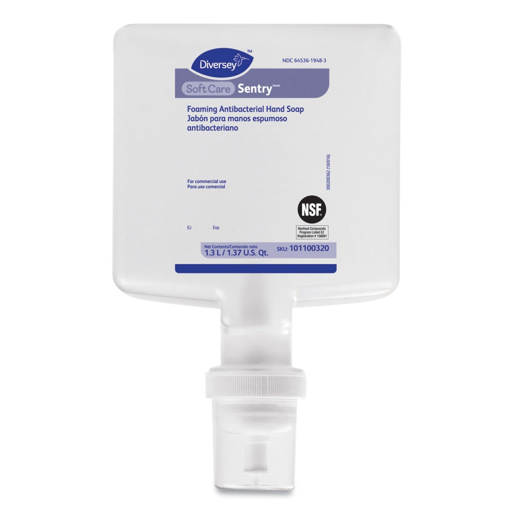 Diversey Soft Care Sentry Foaming Antibacterial Hand Soap Refill, Fragrance-Free, 1.3 L, 6/Carton