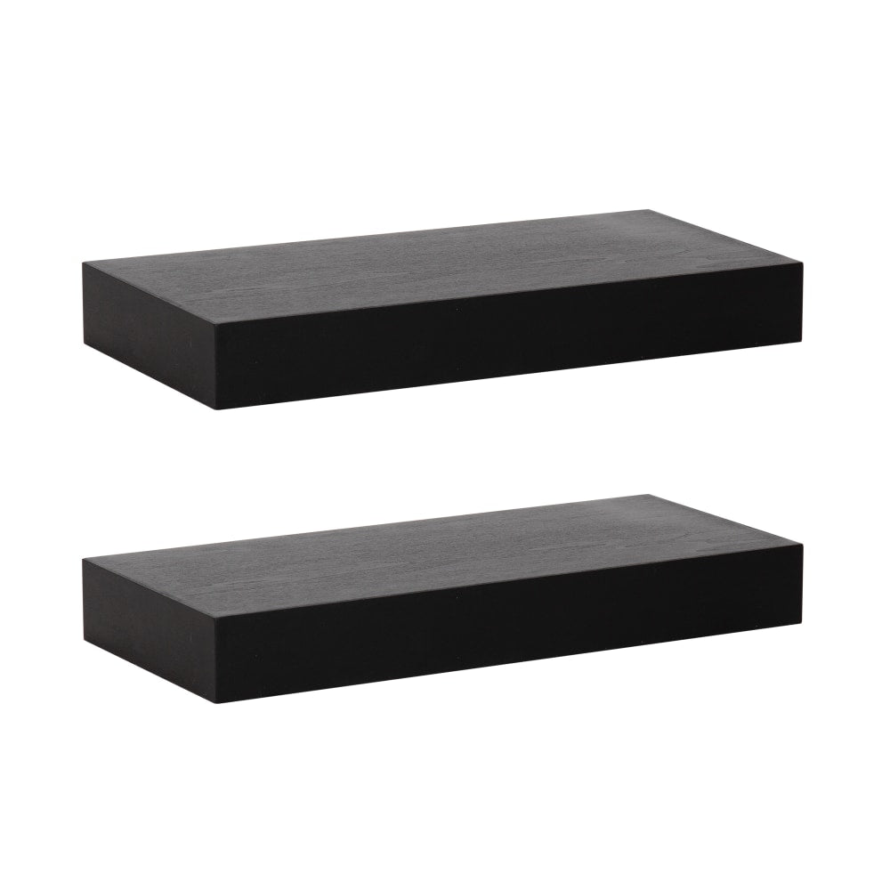 Kate And Laurel Havlock Wall Shelves, 2-1/4inH x 18inW x 8inD, Black, Set Of 2 Shelves