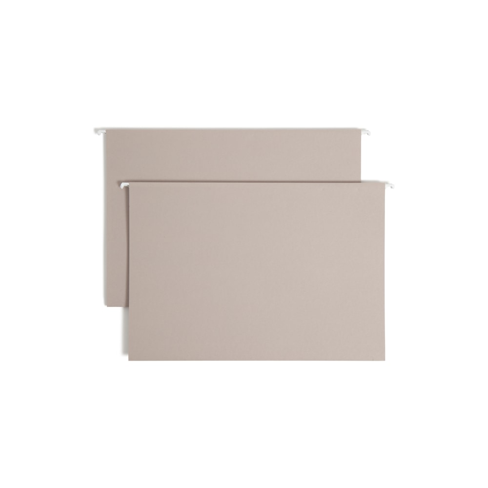 Smead TUFF Hanging Box Bottom Folder with Easy Slide Tab, 2in Expansion, Legal Size, Steel Gray, Box of 18