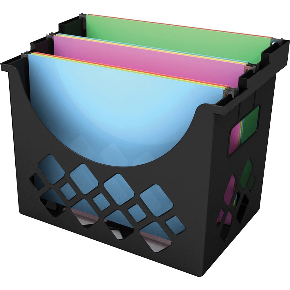 Deflecto Sustainable Office Desktop Hanging File Holder, 9.6inH x 13.3inW x 8.5inD, Desktop, Recycled, Black, 1Each
