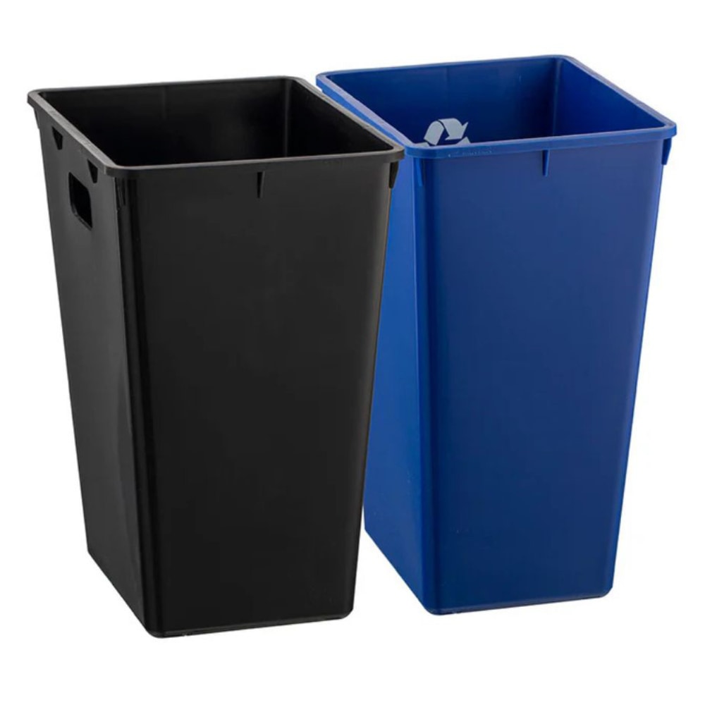 Erwyn Products Cordoba Recycle Wastebasket Liners, 11-3/16inH x 13-1/4inW x 8-1/4inD, Black/Blue, Pack Of 6 Liners