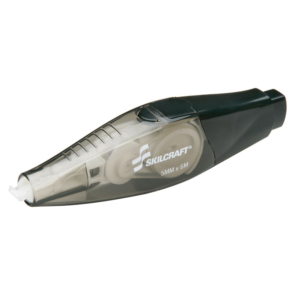 SKILCRAFT Retractable Pen-Style Correction Tape, White Tape, Black/Translucent Body (AbilityOne 7510-01-614-3526 )