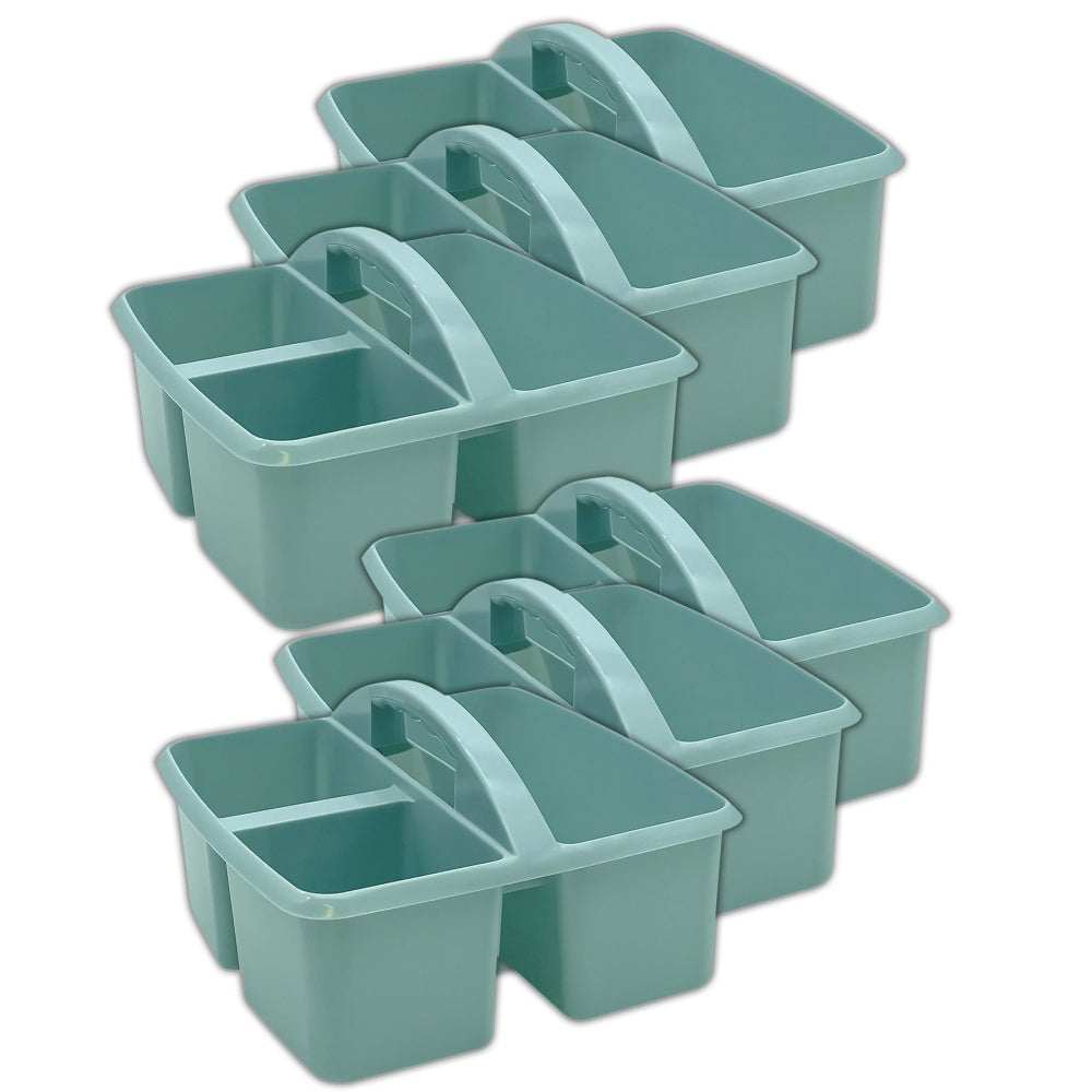 Teacher Created Resources Plastic Storage Caddies, 5-1/4inH x 9-1/4inW x 9inD, Calming Blue, Pack Of 6 Caddies