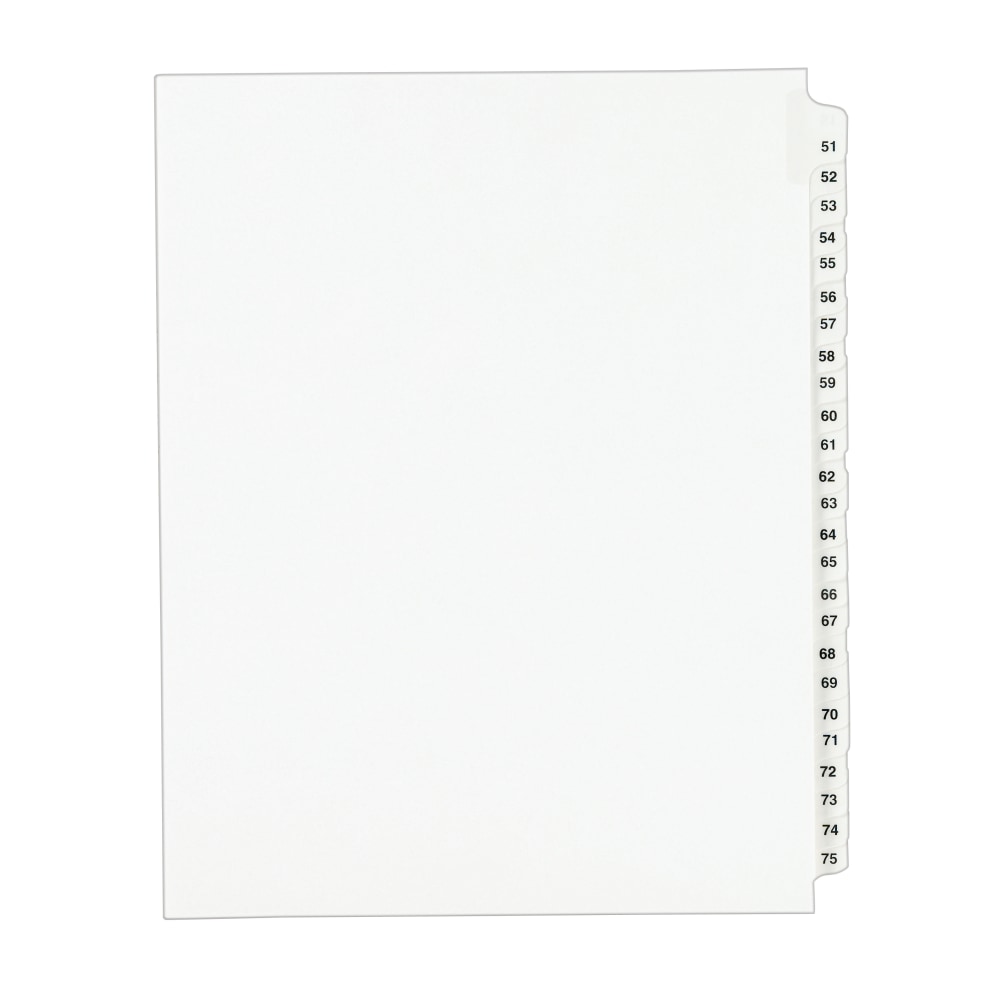 Avery Standard Collated Legal Dividers, Avery Style, Side-Tab, 51-75, 8 1/2in x 11in