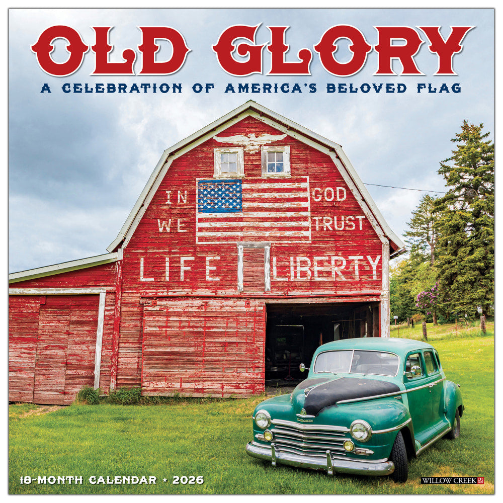 2026 Willow Creek Press Art & Design Monthly Wall Calendar, 12in x 12in, Old Glory, January To December, 52235