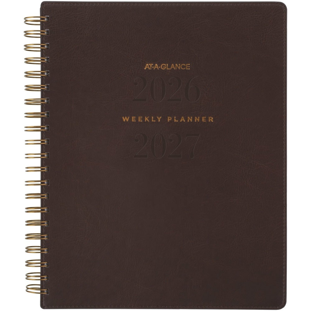 AT-A-GLANCE Signature Collection Academic 2026-2027 Weekly Monthly Planner, Brown, Large, 8 1/2in x 11in