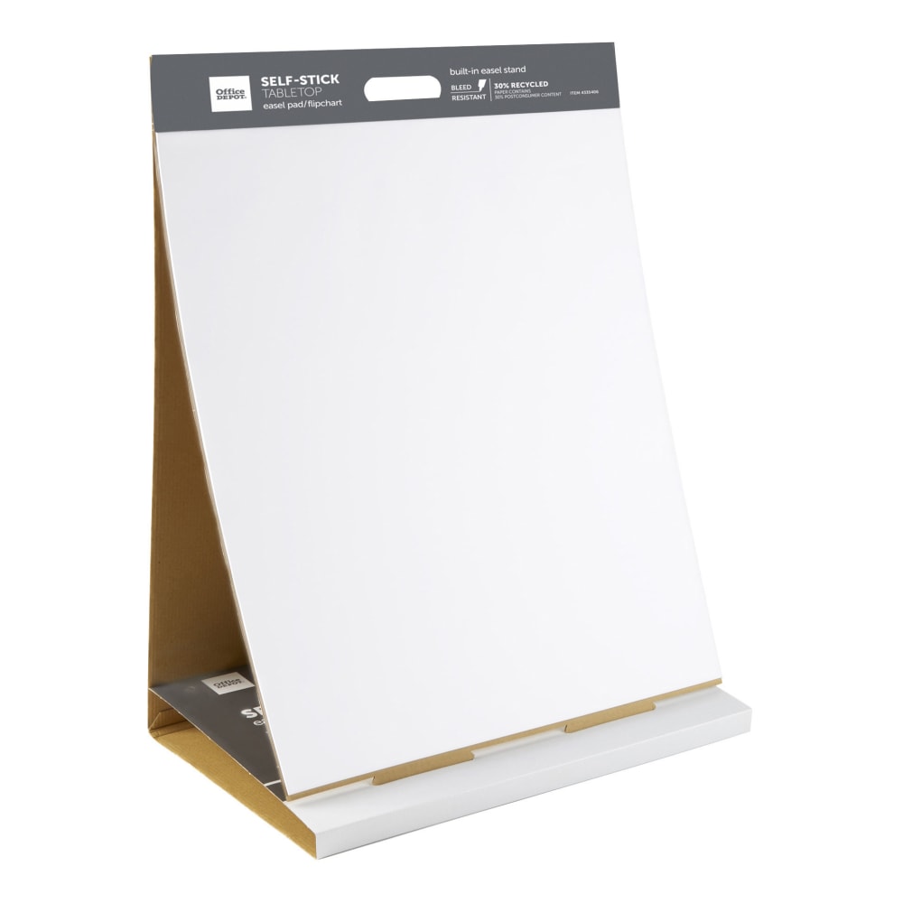 Office Depot Brand Self-Stick Tabletop Easel Pad, 20in x 23in, 20 Sheets, 30% Recycled, White