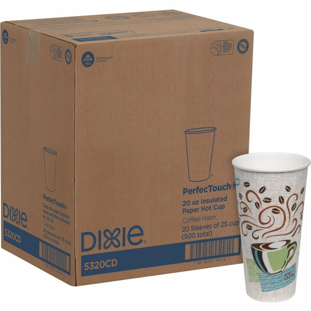 Dixie PerfecTouch 20 oz Insulated Paper Hot Coffee Cups by GP Pro, 5320CD, 500/PK