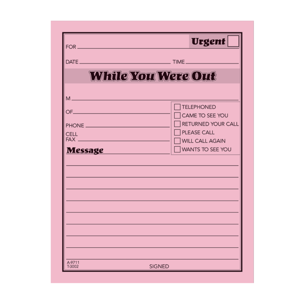 Adams "While You Were Out" Message Pads, 4 1/4in x 5 1/2in, 50 Sheets, Pink, Pack Of 12
