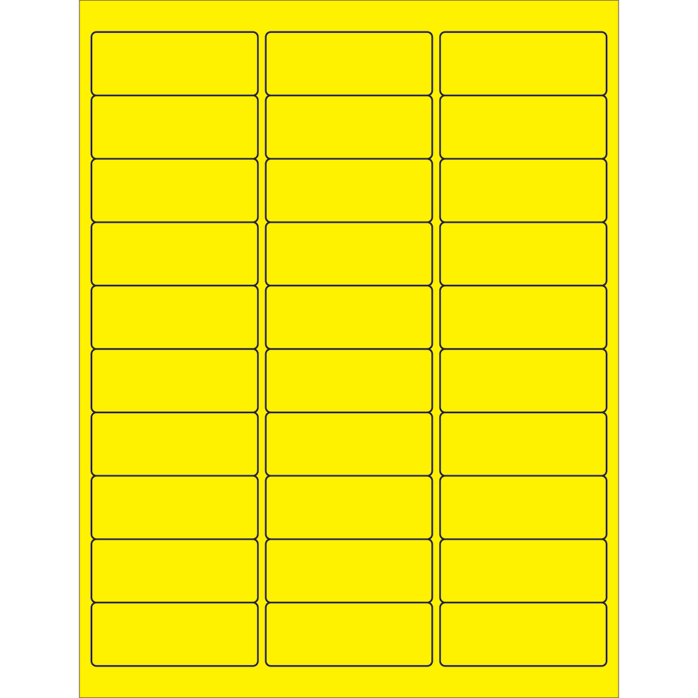 Tape Logic Permanent Labels, LL173YE, Rectangle, 2 5/8in x 1in, Fluorescent Yellow, Case Of 3,000