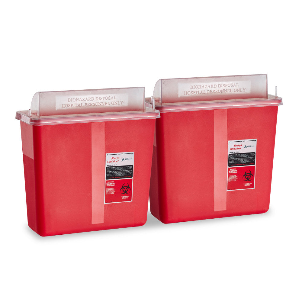 Alpine AdirMed Sharps Containers, 5-Quart, Red, Pack Of 2 Containers