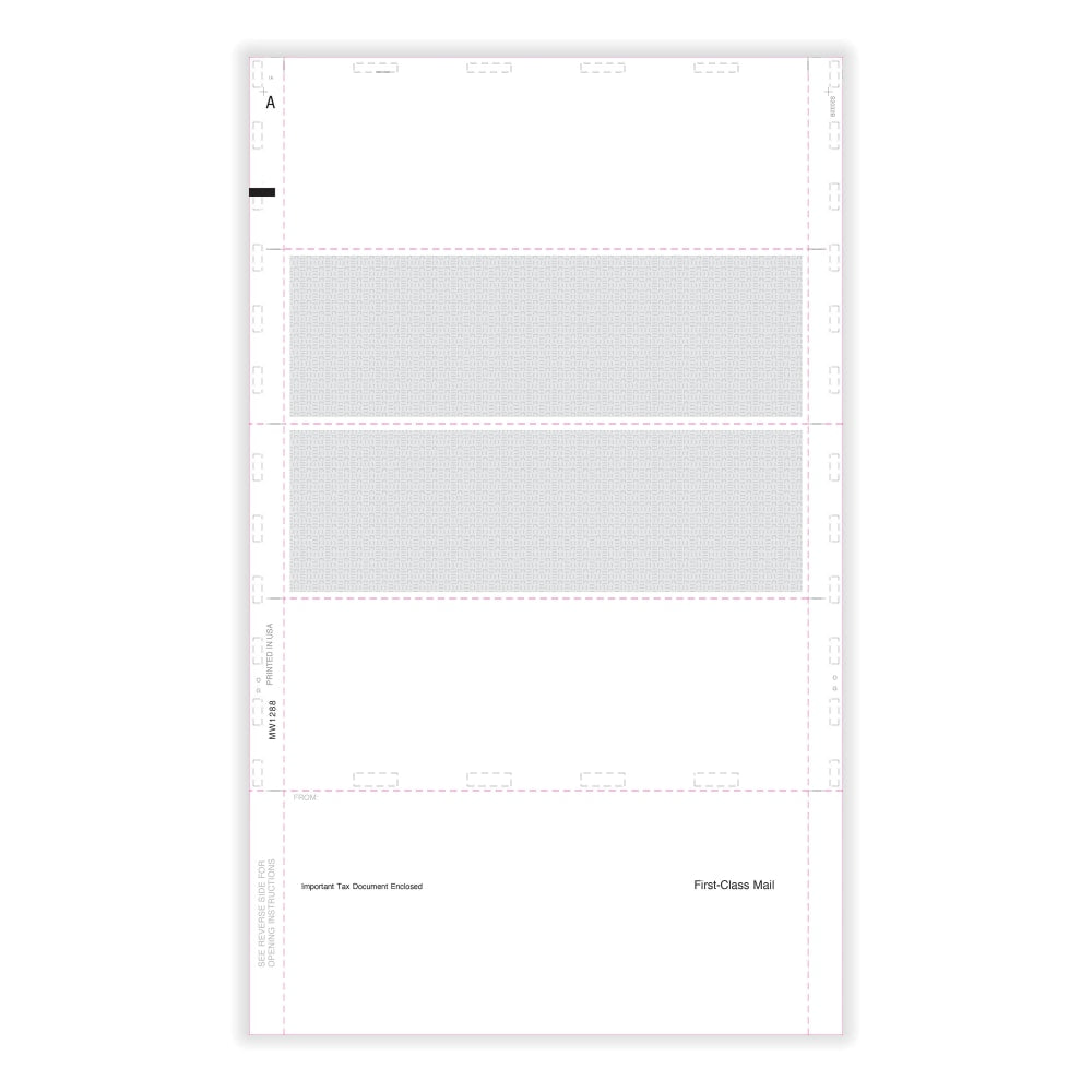 ComplyRight W-2 Blank Tax Forms, Employee's with Backer Instructions B, C, 2, 2, 4-Up (Horizontal), EZ-Fold Duplex, 14in, Pack Of 500 Forms, 5227B25