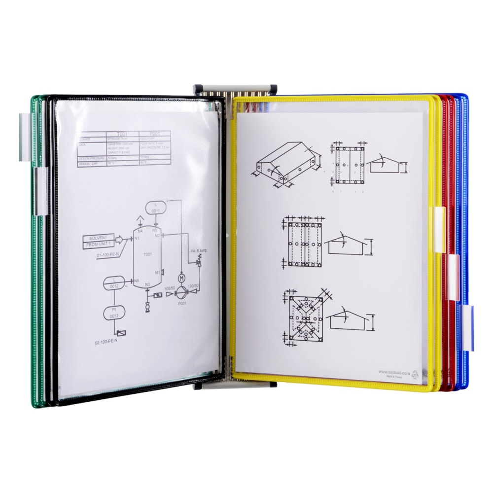 Tarifold W291A3 10-Pocket A3 Wall Mount Reference System, 15inH x 14inW x 16inD, Multicolor