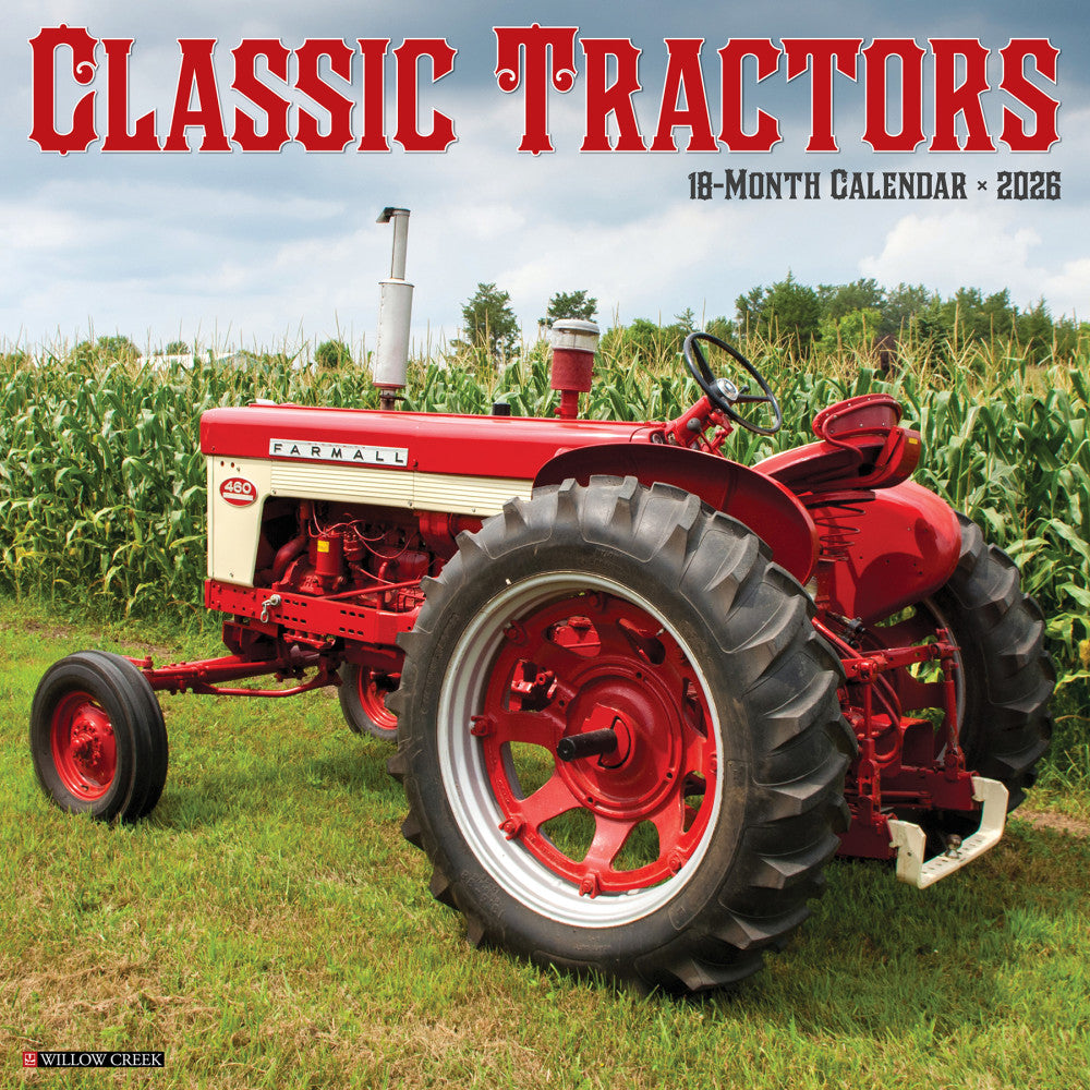2026 Willow Creek Press Art & Design Monthly Wall Calendar, 12in x 12in, Classic Tractors, January To December, 50774