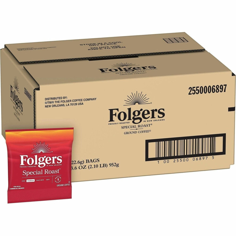 Folgers Single-Serve Coffee Packets, Medium Roast, Special Roast, Carton Of 42