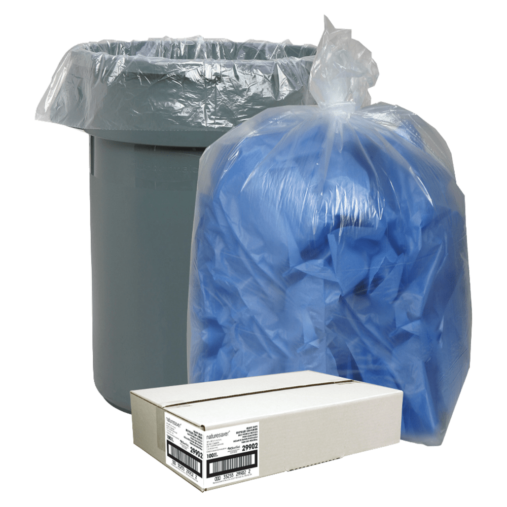 Nature Saver Trash Bags, 1.5mil, 55 Gallon, 30% Recycled, Box Of 100