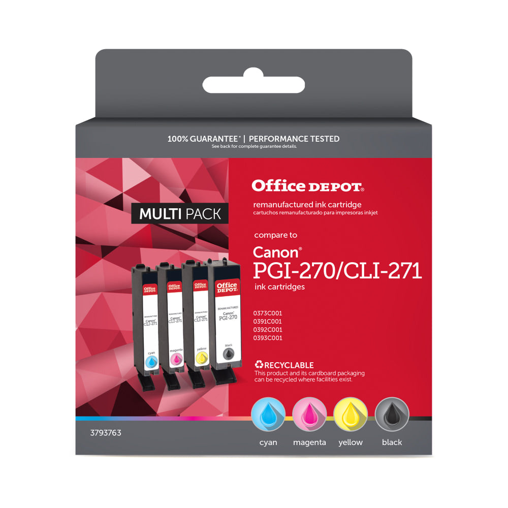 Office Depot Brand Remanufactured Black And Cyan, Magenta, Yellow Ink Cartridge Replacement  - ODPGI270KCLI271CMY
