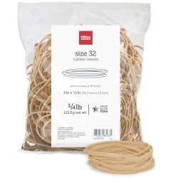 Office Depot Brand Rubber Bands, #32, 3in x 1/8in, Crepe, 1/4 Lb. Bag, Approx 237 Per Bag