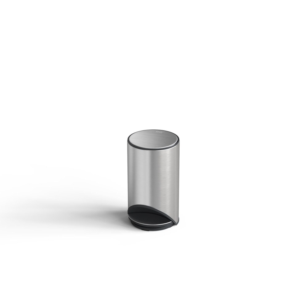 Joseph Joseph Circular Stainless Step Pedal Trash Can, 17-5/8inH x 10-1/4inW x 10-1/2inD, Silver
