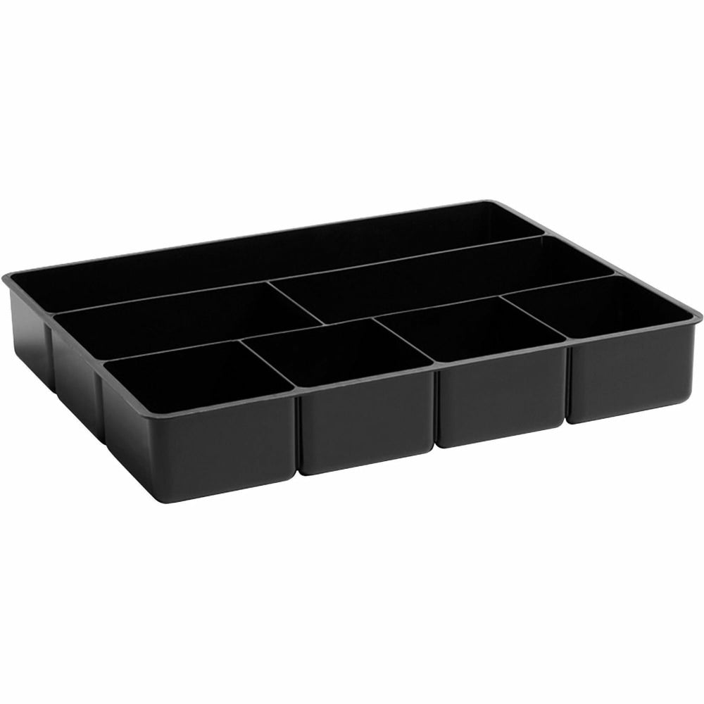 Rubbermaid Director Plastic 7-Compartment Storage Drawer Organizer Tray, 2 6/16in, 16in x 12in, Black