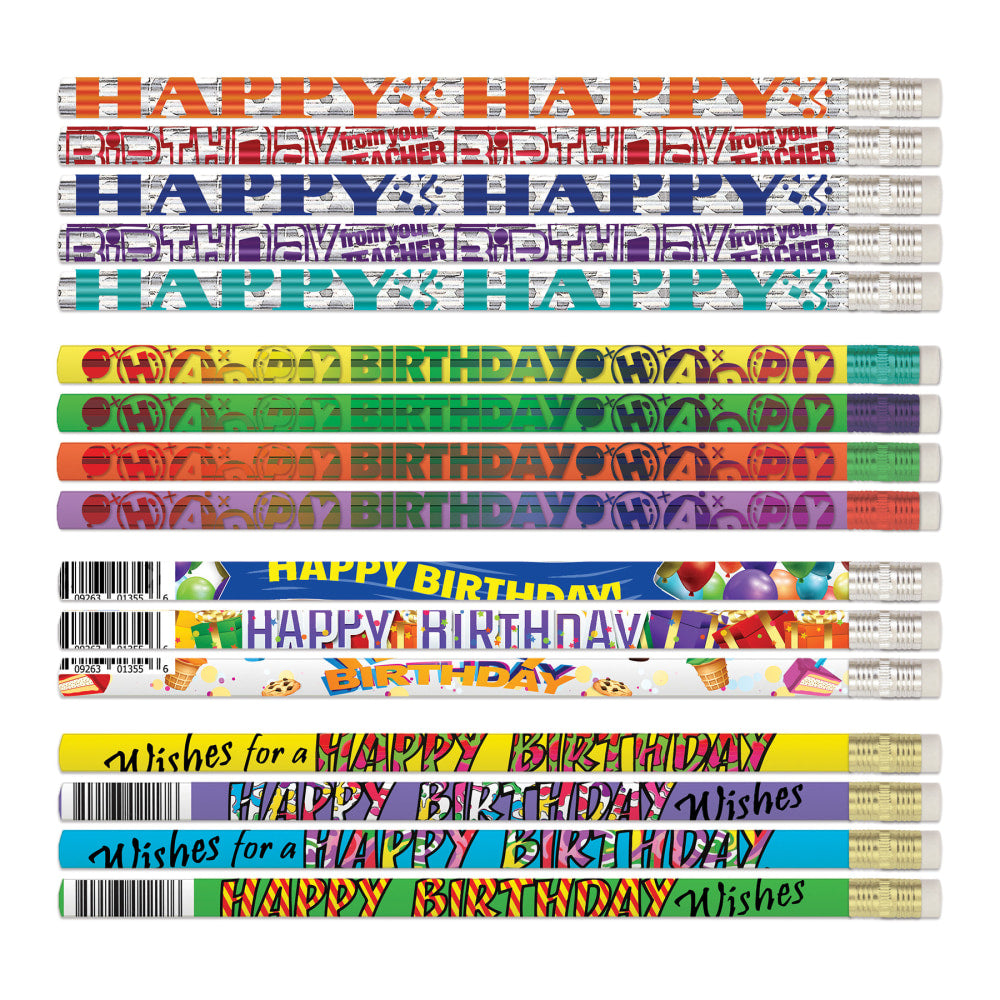 Musgrave Pencil Co. Inc. Motivational Pencils, No. 2 Lead, Teacher Birthday Assortment, Pack Of 144 Pencils