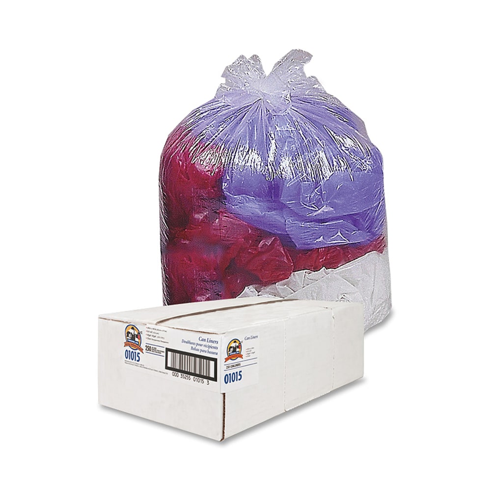 Genuine Joe Super Hexene Trash Can Liner, 0.6 mil, 40-45 Gallon, Clear, Box Of 250