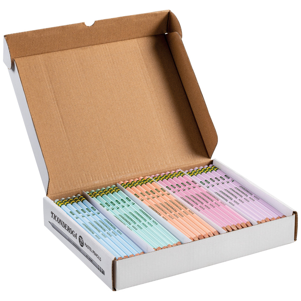 Ticonderoga Presharpened Wooden Pencils, #2/Soft, Assorted Pastel Colors, Pack Of 150 Pencils