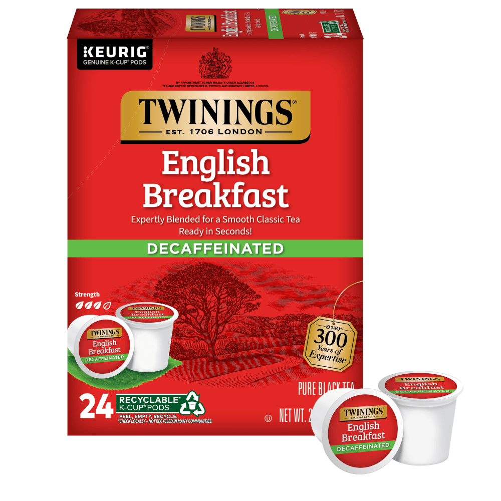 Twinings English Breakfast Decaf Tea, Keurig K-Cup Pods, 24/Box