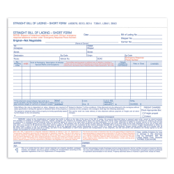 Adams Bill Of Lading Forms, 7 5/8in x 11in, 3-Part, Pack Of 250