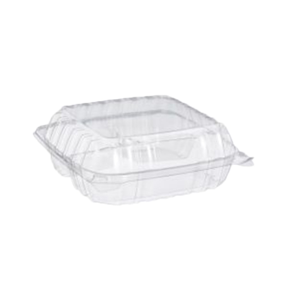 Dart Hinged 3 Compartment Container, 8in x 8in, Clear, Carton Of 250