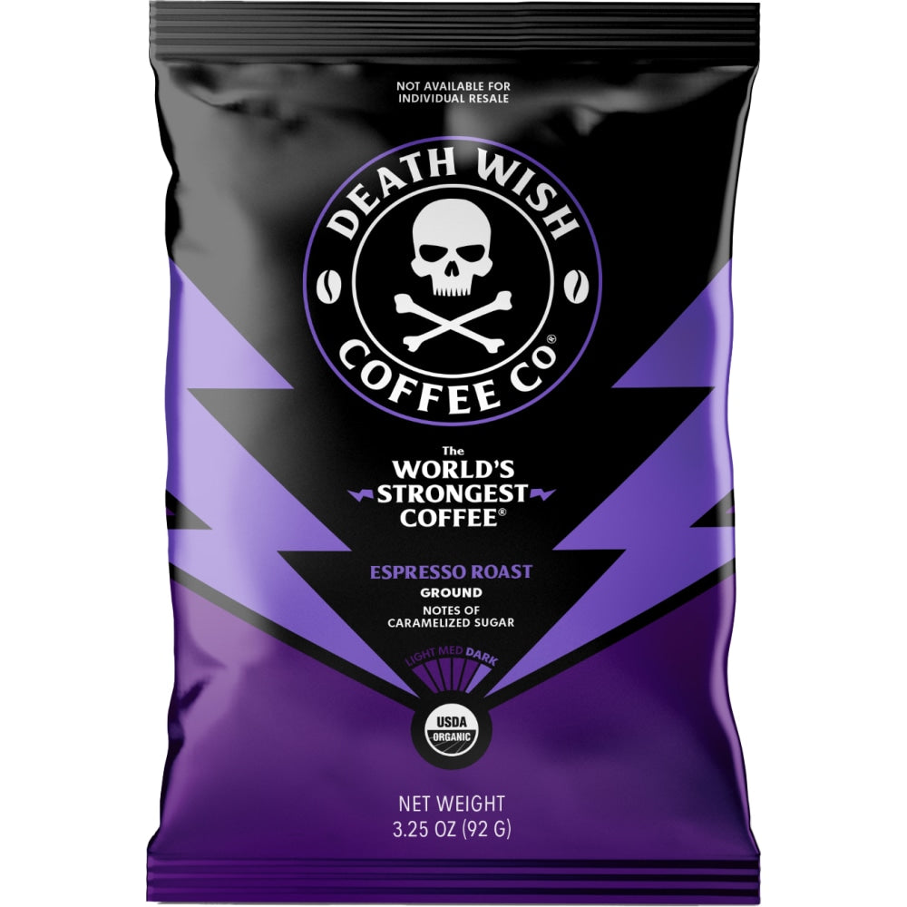 Death Wish Coffee Co Single Serve Frack Packs, Espresso Roast, 3.25 Oz, Case Of 25 Frack Packs