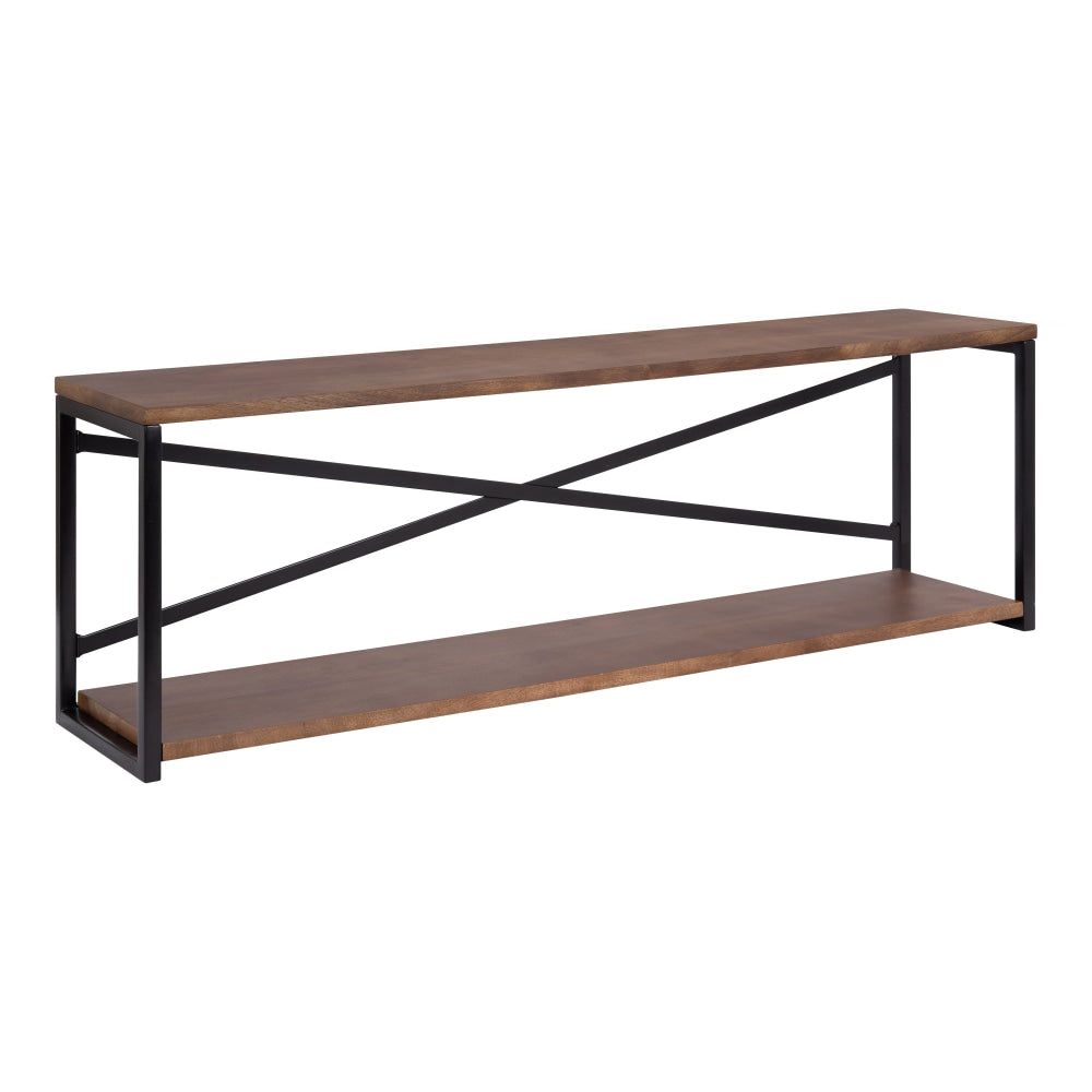 Kate and Laurel Ascott 2-Tier Wall Shelves, 12inH x 36inW x 8inD, Natural/Black