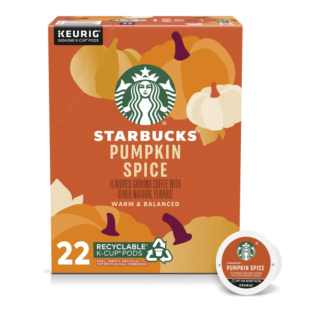 Starbucks Single-Serve Coffee K-Cup, Pumpkin Spice, Pack Of 22 K-Cups
