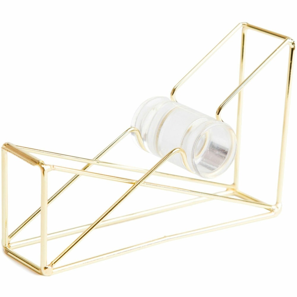 U Brands Vena Tape Dispenser - 1in Core - Refillable - Easy to Use, Sturdy, Lightweight - Metal - Gold - 1 Each