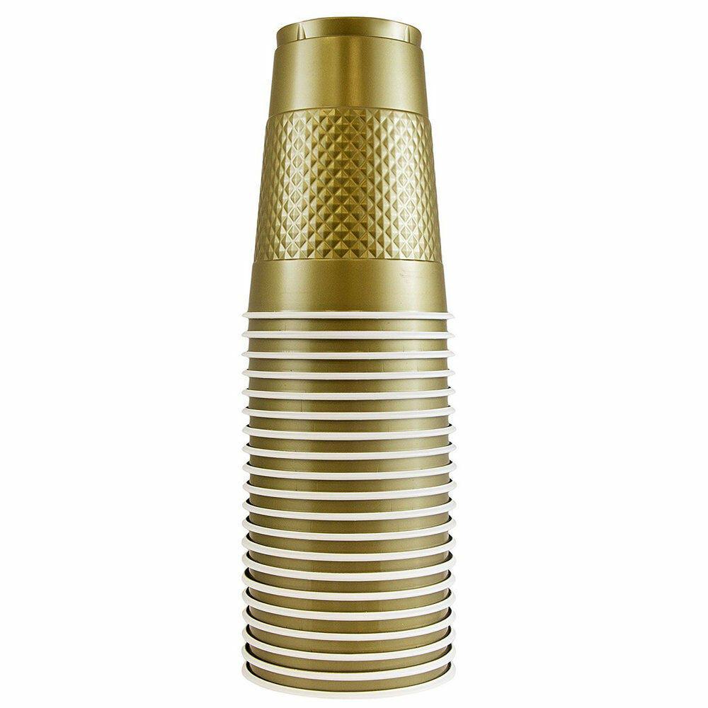 JAM PAPER Plastic Party Cups, 16 oz, Gold, 20 Glasses/Pack