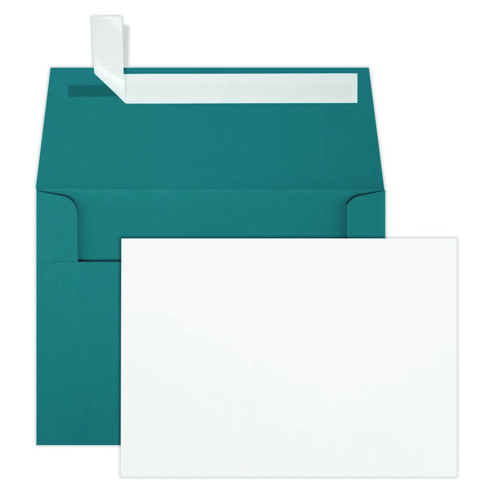 JAM Paper Stationery Set, 4 3/4in x 6 1/2in, Teal/White, Set Of 25 Cards And Envelopes
