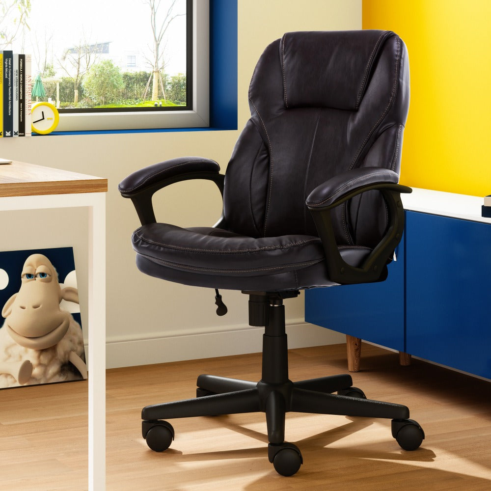 Serta Puresoft Bonded Leather Manager Office Chair, Roasted Chestnut Brown