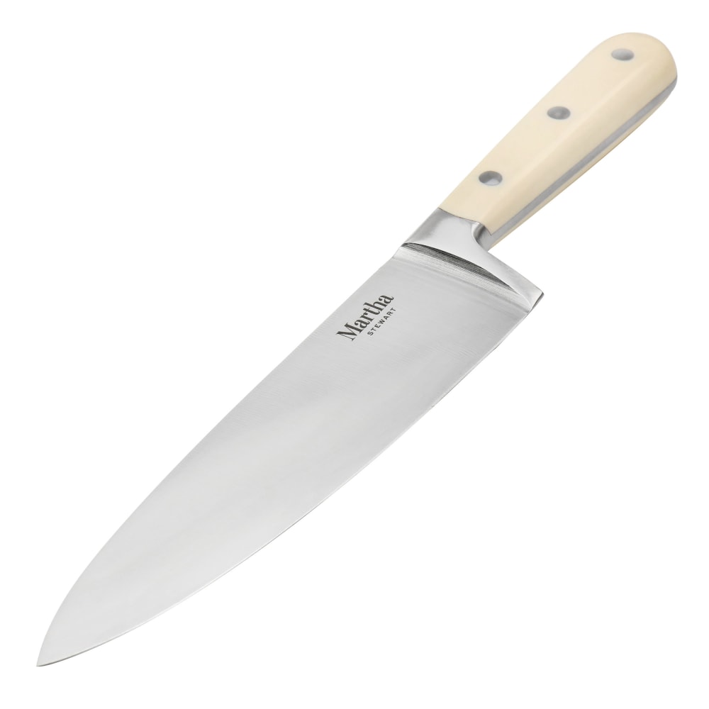 Martha Stewart Stainless-Steel Chef Knife, 8in Blade, Off-White