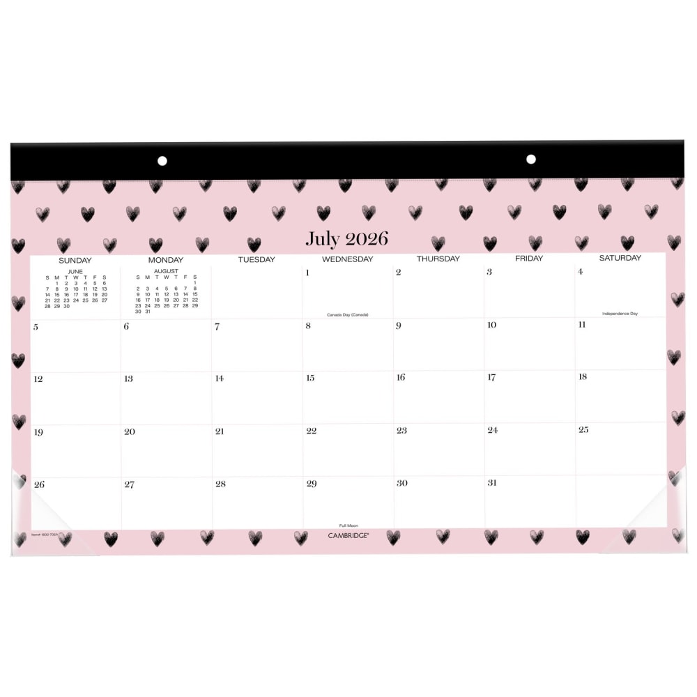 Mead Cambridge Cherish Academic 2026-2027 Monthly Desk Pad Calendar, Compact, 11in x 17 3/4in