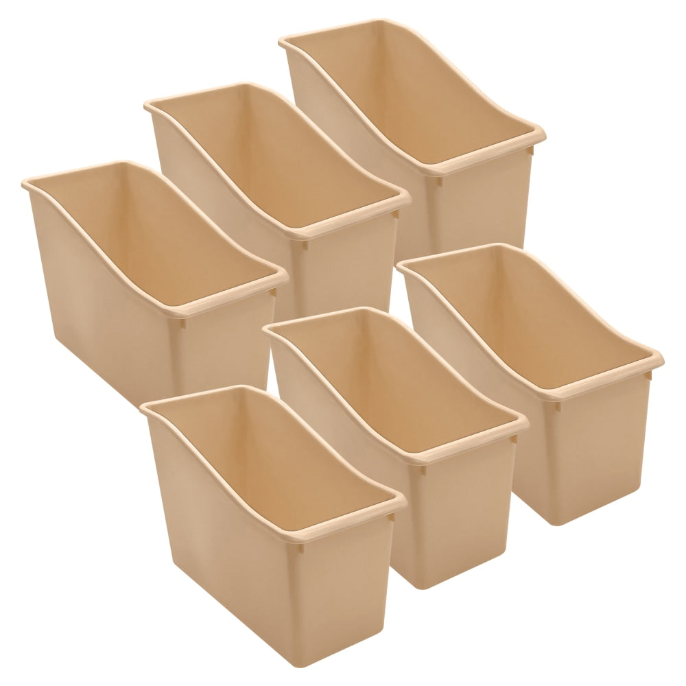 Teacher Created Resources Plastic Book Bins, 7-1/2inH x 11-3/8inW x 5-1/2inD, Light Brown, Pack Of 6 Bins