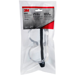 3M Goggle Chemical Splash, 1 Pack of Safety Goggles, Black Strap, Clear Lens