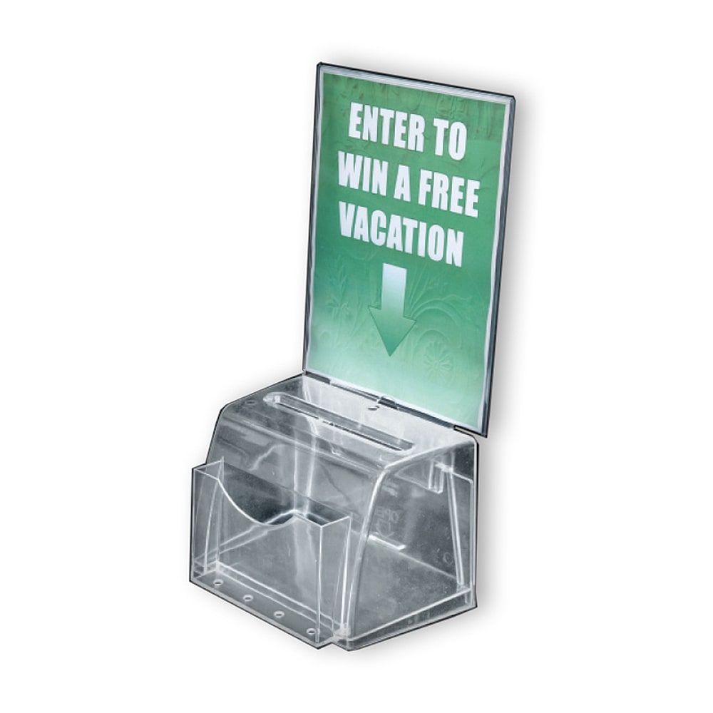 Azar Displays Plastic Suggestion Box, Molded, Medium, 6inH x 7 3/4inW x 5 1/2inD, Clear
