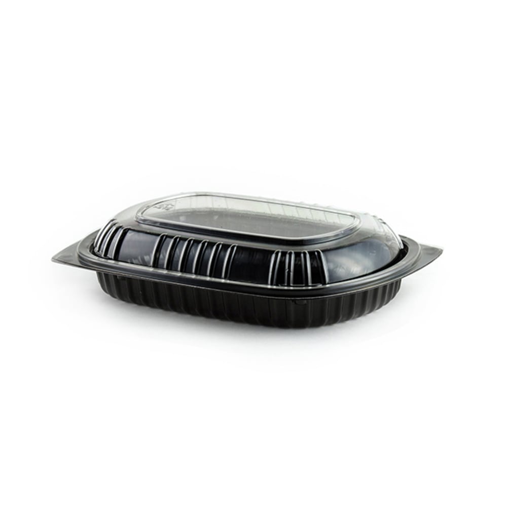 MicroRaves Microwave Food Containers, Rectangle, 16 Oz, Black, Carton Of 250
