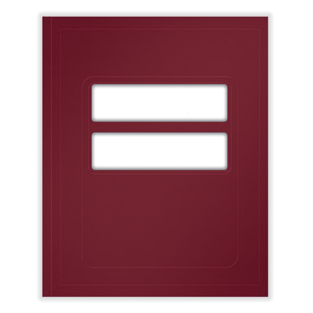 ComplyRight Tax Presentation Folder, Double Windows, 1/2in Spine, Single Pocket, Burgundy, 8-3/4in x 11-1/4in, Pack of 50